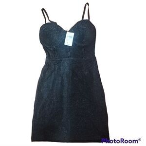 Shimmer Bustier Little Black Mini Dress